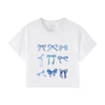 thumbnail image 4 of XIAONU Womens Bow Print Cropped Tee Short Sleeve Crew Neck Pullover T Shirt Stretchy Feminine Casual T-Shirts, 4 of 4