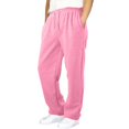 thumbnail image 5 of Mens Joggers with Pockets - Mens Fleece Wide Leg Sweatpants, Open Bottom, Loose Fit for Workout & Running Pink L, 5 of 6