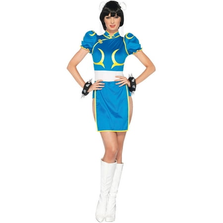 Leg Avenue Women's Street Fighter ChunLi Costume, Small/Medium, Blue