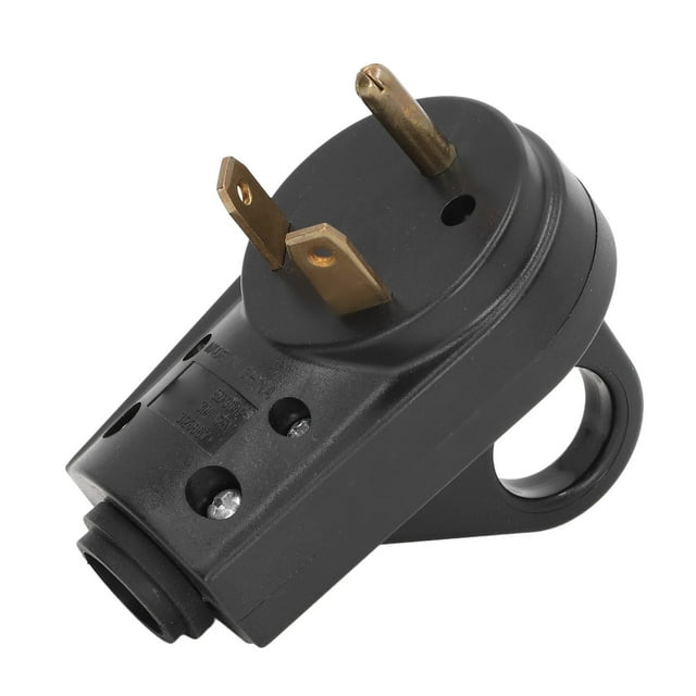 RV Plug Replacement, Safe Good Electrical Conductivity Brass Pins 3 Prong Heavy Duty Easy Plugging Unplugging 30A RV Plug US Plug 125V For Campers