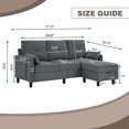 thumbnail image 5 of Pingliang Home Convertible Sectional Sofa L Shaped Sofa Modern Fabric 3 Seat Couch with Reversible Storage Ottoman and Side Storage Pocket for Living Room Office Apartment Studio, 5 of 10