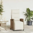 thumbnail image 1 of vidaXL Reclining Garden Chair with Side Table Beige Poly Rattan, 1 of 5