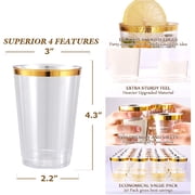 50pcs Plastic Tumbler Cups - 12 oz Disposable Clear Plastic Cups with Gold Rim for Weddings or Party$50pcs Plastic Cups 12 Oz Clear Plastic