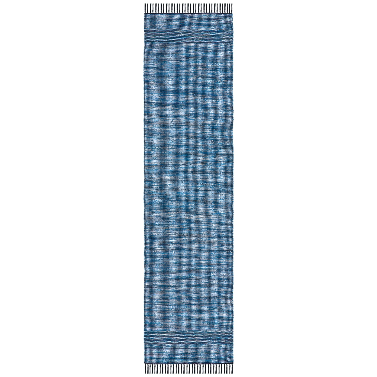 SAFAVIEH Montauk Kelsey Distressed Cotton Area Rug, Blue/Black, 4' x 6'