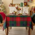 thumbnail image 7 of Christmas Rectangle Green Plaid Tablecloth - 60 x 120 Inch - Checkered Water Stain Resistant Table Cover, Washable Polyester Table Cloths for Xmas Dinner/Party Decoration/Holiday, 7 of 7