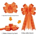 thumbnail image 3 of Dalrosia 2PCS Fall Bows for Wreaths Decorations for Home, Halloween Tree Topper Bow, Thanksgiving Bow with Orange Buffalo Plaid Burlap Front Door Outdoor, 3 of 5
