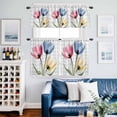thumbnail image 2 of Colorful Tulips Kitchen Curtains Valances and Tiers Set of 3 Abstract Flowers Tier Curtains and Valance with Rod Pocket for Small Windows, 27.5"x36", 2 of 9
