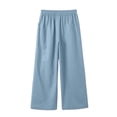 thumbnail image 6 of LIIPEE Casual Pants For Girls Solid Color Drawstring Waist Baggy Wide Leg Pants Kids Lightweight Breathable Soft Everyday Trousers,4-5 Years, 6 of 7