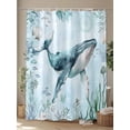 thumbnail image 4 of Shower Curtains Blue Whale Coral Shell Bath Curtain Ocean Beach Waterproof Bathroom Shower Curtain Set with Hooks Decoration 72 x 72 Inches, 4 of 7