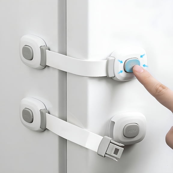 LAMIRO Cabinet Locks Baby Proofing Straps - Child Proof Refrigerator Lock Stove Oven Locks Door Strap for Kids Childproof Safety Cupboard Locks, Adhesive No Screw Latches for Drawer Toilet Lock