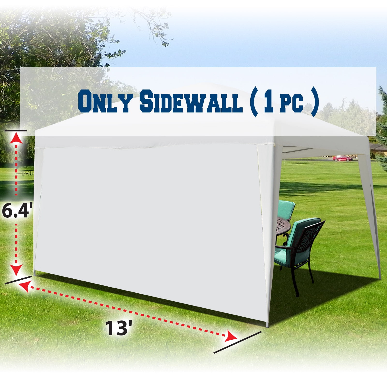 Sunrise 13'x6.4' Canopy Gazebo Sidewall without Windows, White