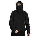 thumbnail image 2 of TrendOFT Mens Balaclava Hoodie Half Zipper Ninja Hoodie Wind Resistant Hooded Sweatshirt with Mask Athletic Coat Streewear Black L, 2 of 9