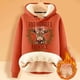 thumbnail image 2 of WILLBEST Sudadera con Capucha para Mujer Have Yourself A Mooey Little Christmas, Sudadera con Capucha de Terciopelo Grueso, Cálida y Holgada Grande, 2 of 3