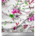 thumbnail image 1 of Soimoi Pink Rayon Fabric Leaves & Floral Decor Fabric Printed BTY 42 Inch Wide, 1 of 3