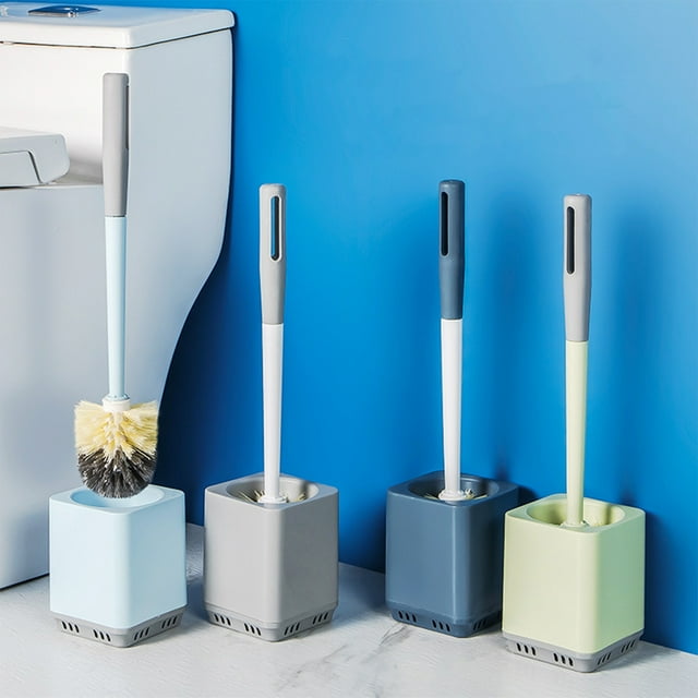XWSHYW Aparatos de Utensilios de Cocina. Cepillo de Baño para Esquina Muerta, Cepillo para Limpiar El Baño, Mango Largo, Juego de Cepillos de Cerdas Suaves de Plástico Montado En La Pared con Base