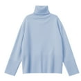 thumbnail image 4 of Women's Oversized Turtleneck Knit Pullover Sweater â Soft High Neck Long Sleeve with Split Hem, Loose Fit Casual Fall Winter Jumper Top, 4 of 4