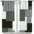 thumbnail image 5 of Beige Striped Kitchen Curtains, Midnight Blue Geometric Simple Retro 3-Piece Kitchen Curtain Valance and Tiers Set 36 Inch Length, Rod Pocket Half Window Curtains for Cafe Living Room Bathroom, 5 of 6