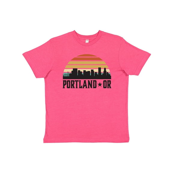 Inktastic Portland Oregon Skyline Retro Sunset Youth T-Shirt