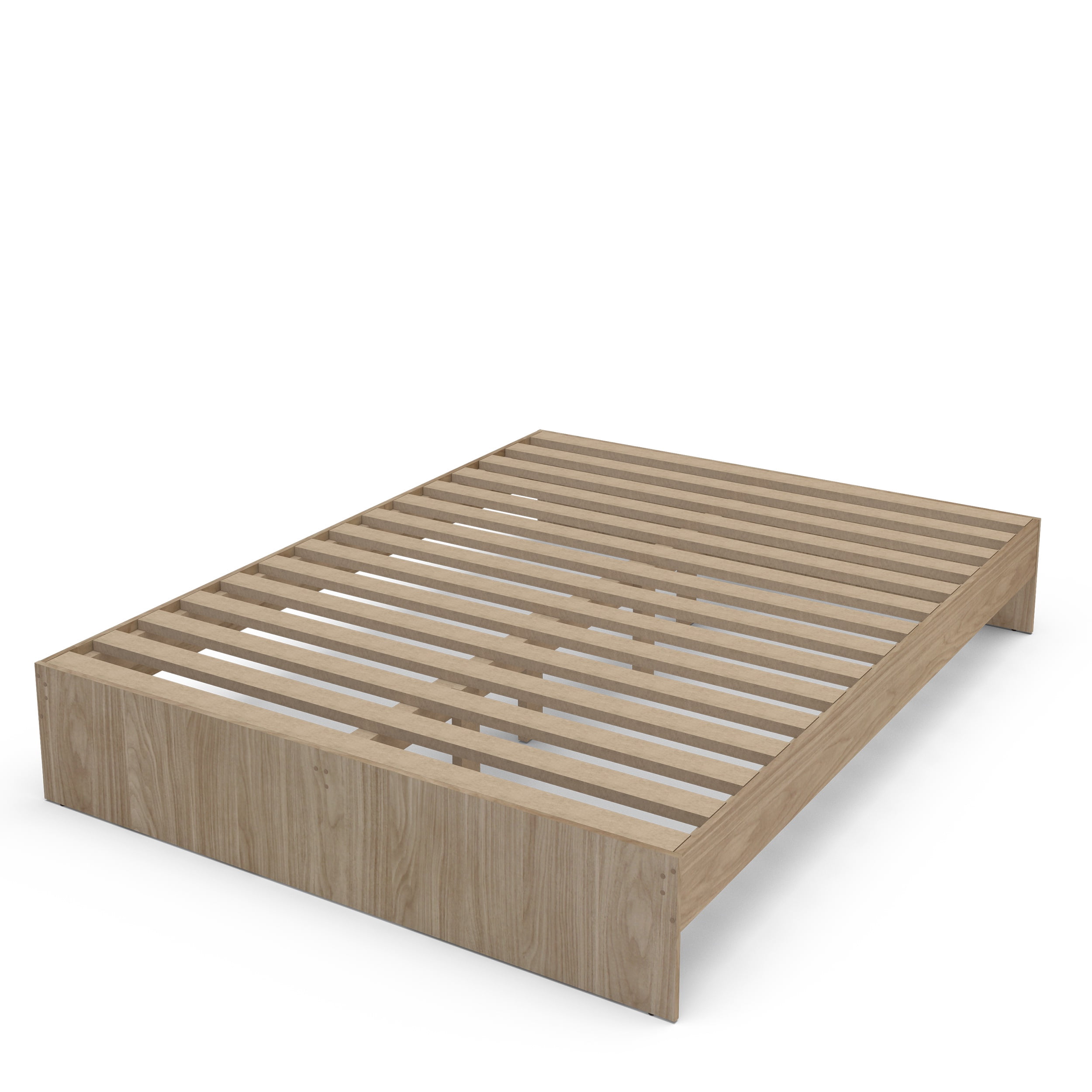 Polifurniture Queen Size Wood Platform Bed Frame, Light Oak