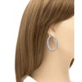 thumbnail image 3 of DEVATA Sterling Silver 925 Bali Byzantine Oval Solid Hoop Earrings DHN3338ALL (Byzantine Oval 35mm), 3 of 5