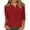 516_Red, variant on 3/4 Sleeve T Shirts for Women Fashion Button Up Three Quarter Solid Color Shirt Top T Shirts for Women Brown