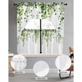 thumbnail image 2 of Green Eucalyptus Leaves Swag Kitchen Curtains Sets for Windows 24 Inch Length, Weeping Spring Botanical Summer Short Window Curtain Panels Swags Valances and Tiers 3 Piece Set for Cafe/Dining Room, 2 of 5