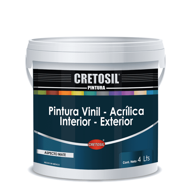 Cretosil Pintura Vinil Acrílica Mate Interior/Exterior 4 Litros (Color Gris Perla)