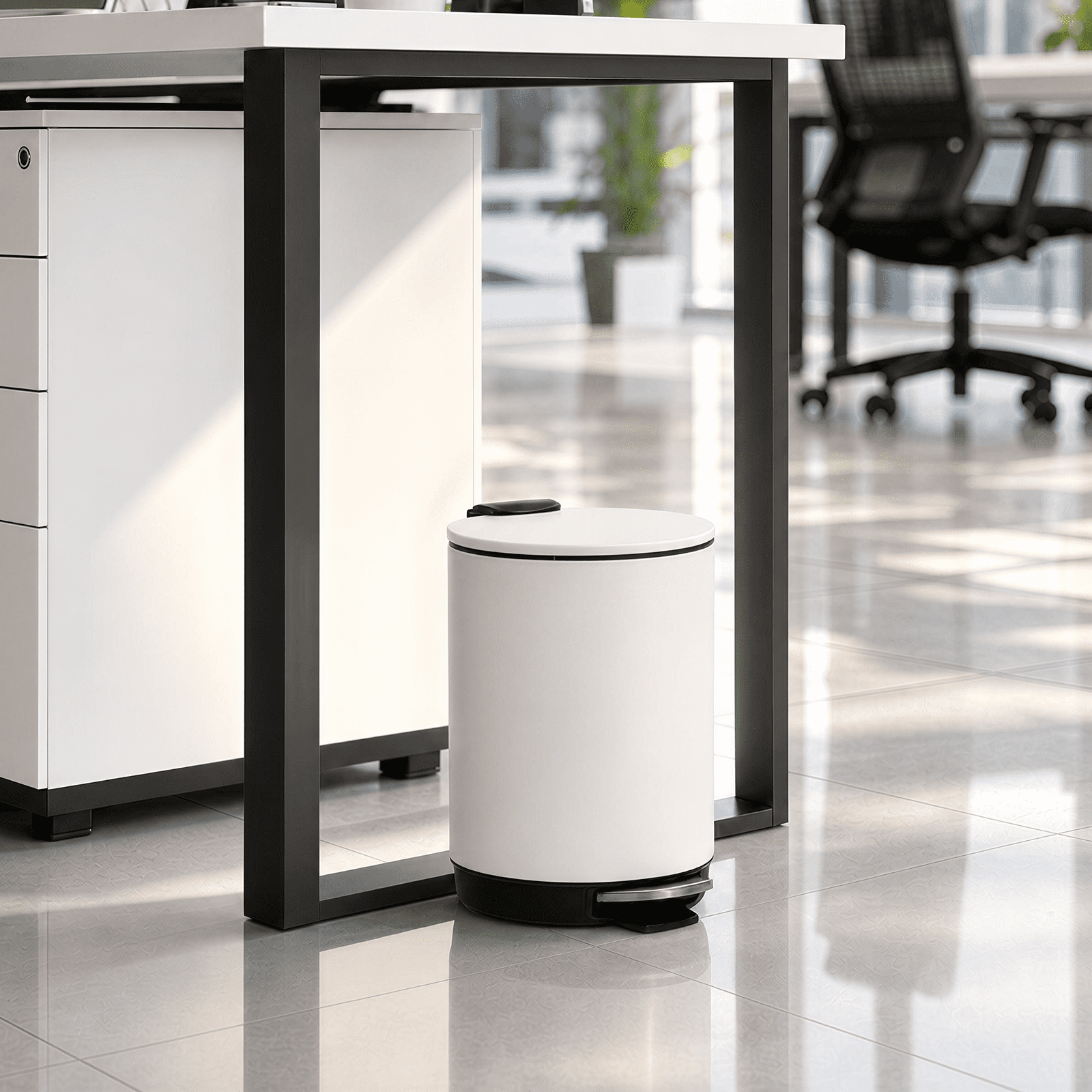 Simplykleen 3L/0.8 Gallon Round Step Trash Can Small Stainless Steel Bathroom Garbage Can with Removable Inner Bucket for Bathroom, Bedroom, Office, White