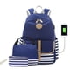 thumbnail image 1 of Linda mochila azul para adolescentes y niñas para la escuela, bolsa de computadora con carga USB, mochila para niños para viajes, 1 of 5