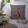 thumbnail image 3 of Letter J Initial Monogram - Houndstooth Black Fabric Decorative Pillow, 3 of 4