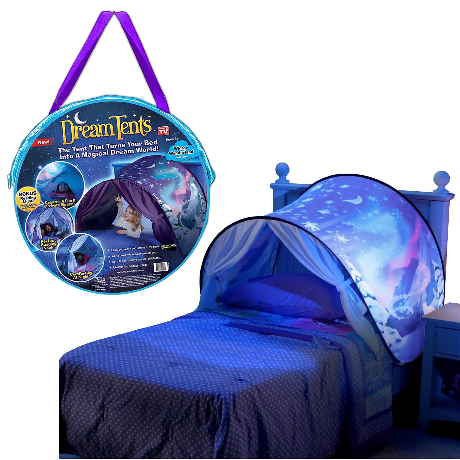 Dream Tents As Seen on TV Winter Wonderland Twin Size Bed Tent Folds Flat 1 