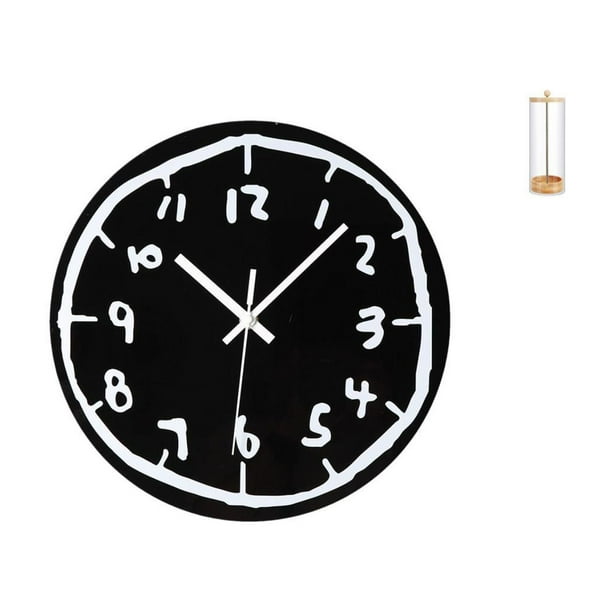 Reloj de pared,Reloj de pared silencioso y decorativo que no hace tictac,Reloj moderno de 12 pulgadas para pared de casa o oficina,sencillo.,Porta pajitas,Dispensador de pajitas con soporte de