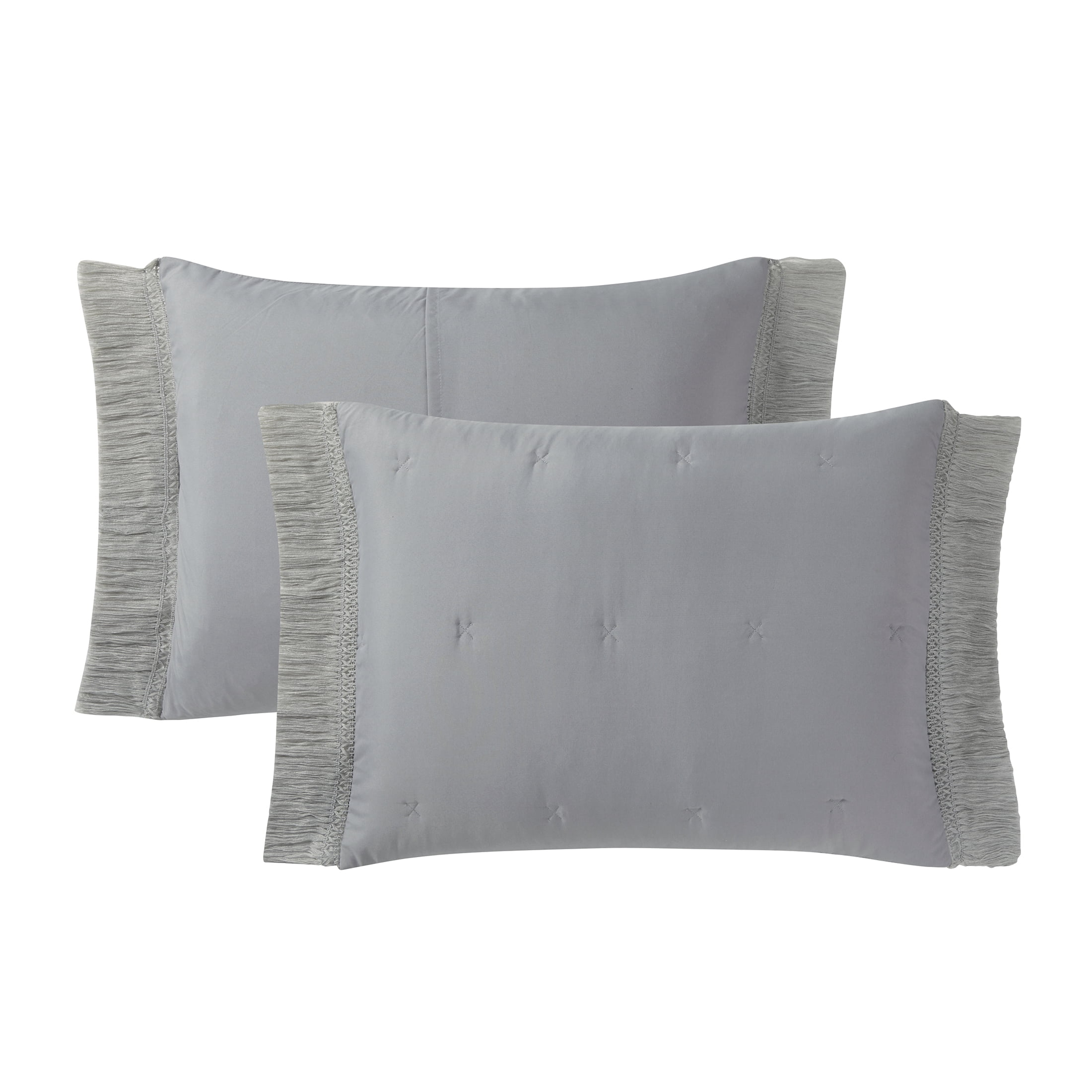 VCNY Home Ultimate Bedding Bundle 10-Piece Grey Cross Stitch Bed in a Bag, Twin/Twin XL