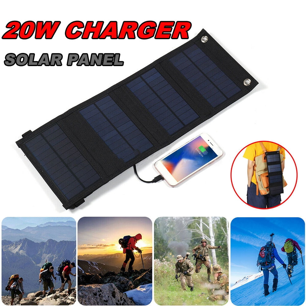 20W USB Electricity Bank Mobile Power Cell Phone Battery Camping Travel Charger RV Series,Camouflage Solar Charger Portable Folding Waterproof Solar Panel 