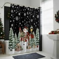 thumbnail image 4 of Shower Curtain 72"W x 78"L Snowman Christmas Trees Gifts Snowflakes Black Fabric Shower Curtains Set with Hooks Water Repellent Bathroom Curtains Machine Washable Bathroom Accessories, 4 of 7