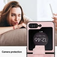 thumbnail image 6 of ELEHOLD Case for Samsung Galaxy Z Flip7, Adjustable Wrist Strap Leather Phone Case with Camera Protection,Pink, 6 of 8