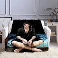 thumbnail image 4 of Manta estampada con patrón 3D Evan Peters, mantiene el calor, mantas hermosas, manta suave y cómoda, regalos de cumpleaños, 4 of 4