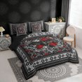 thumbnail image 3 of Erosebridal Halloween Bat Bedding Comforter Set, Bohemian Aztec Mandala Full Bedding Set, Black Gray Red, Black Reversible 7 Pieces, 3 of 6