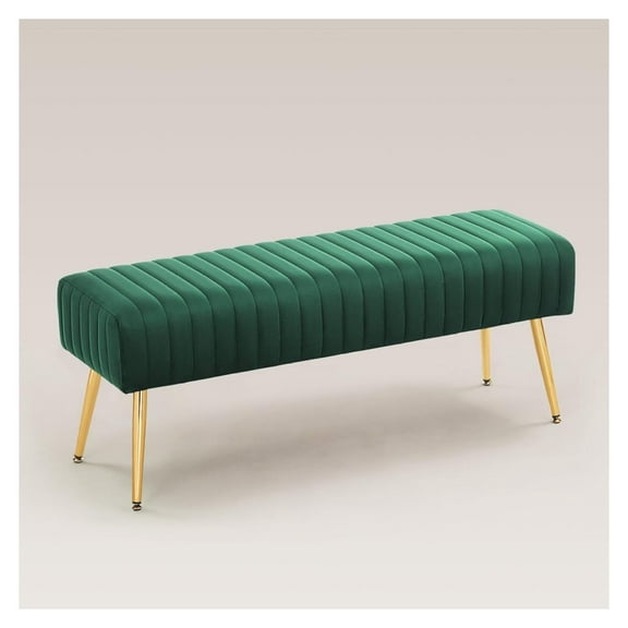 44 Inch Green Ottoman Comfortable Footrest Stool Table Dining Tufting Indoor with Legs for Living Room Bedroom Entryway (-Green)