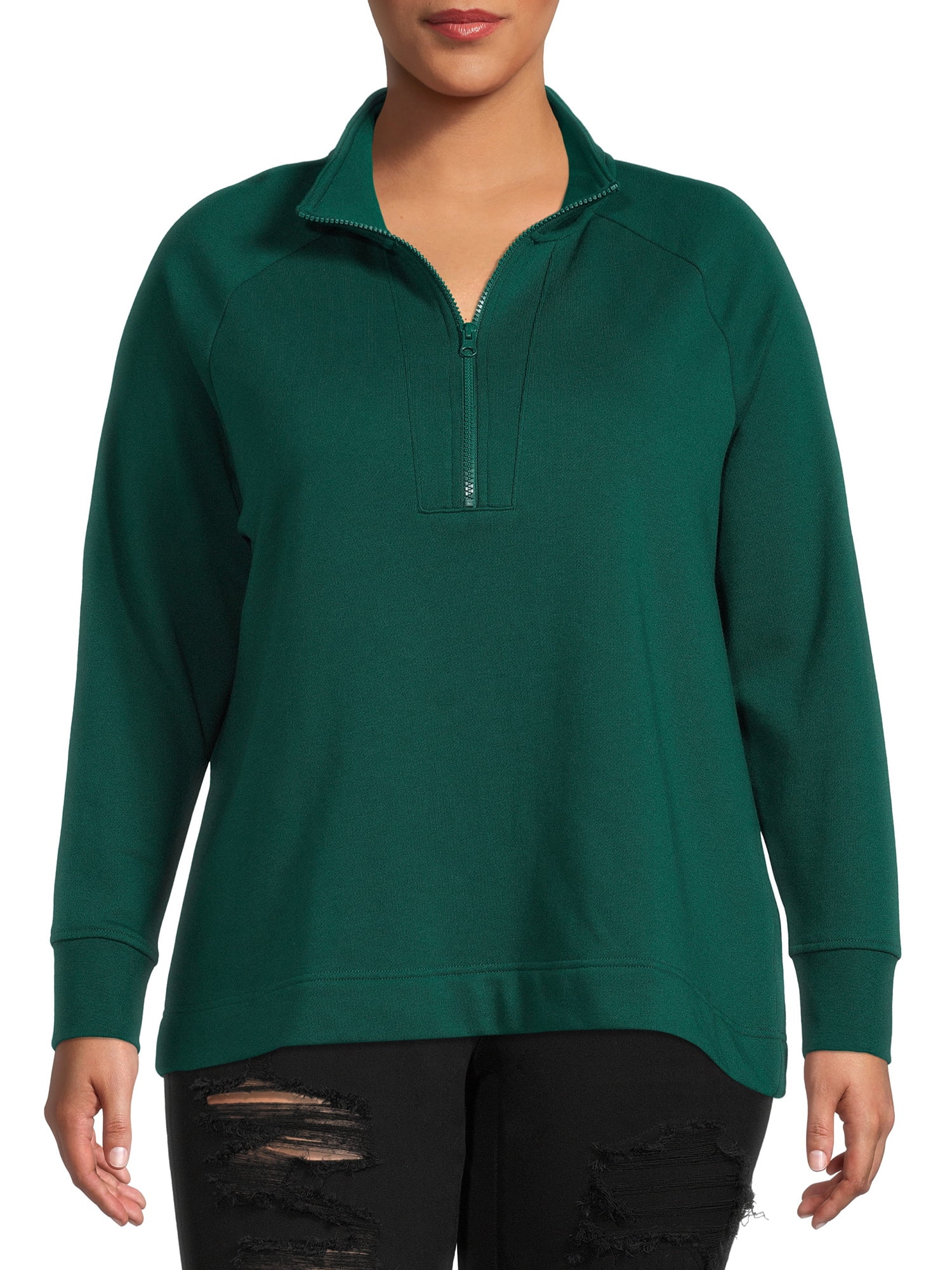 Terra & Sky Women's Plus Size Quarter-Zip Sweatshirt - Walmart.com