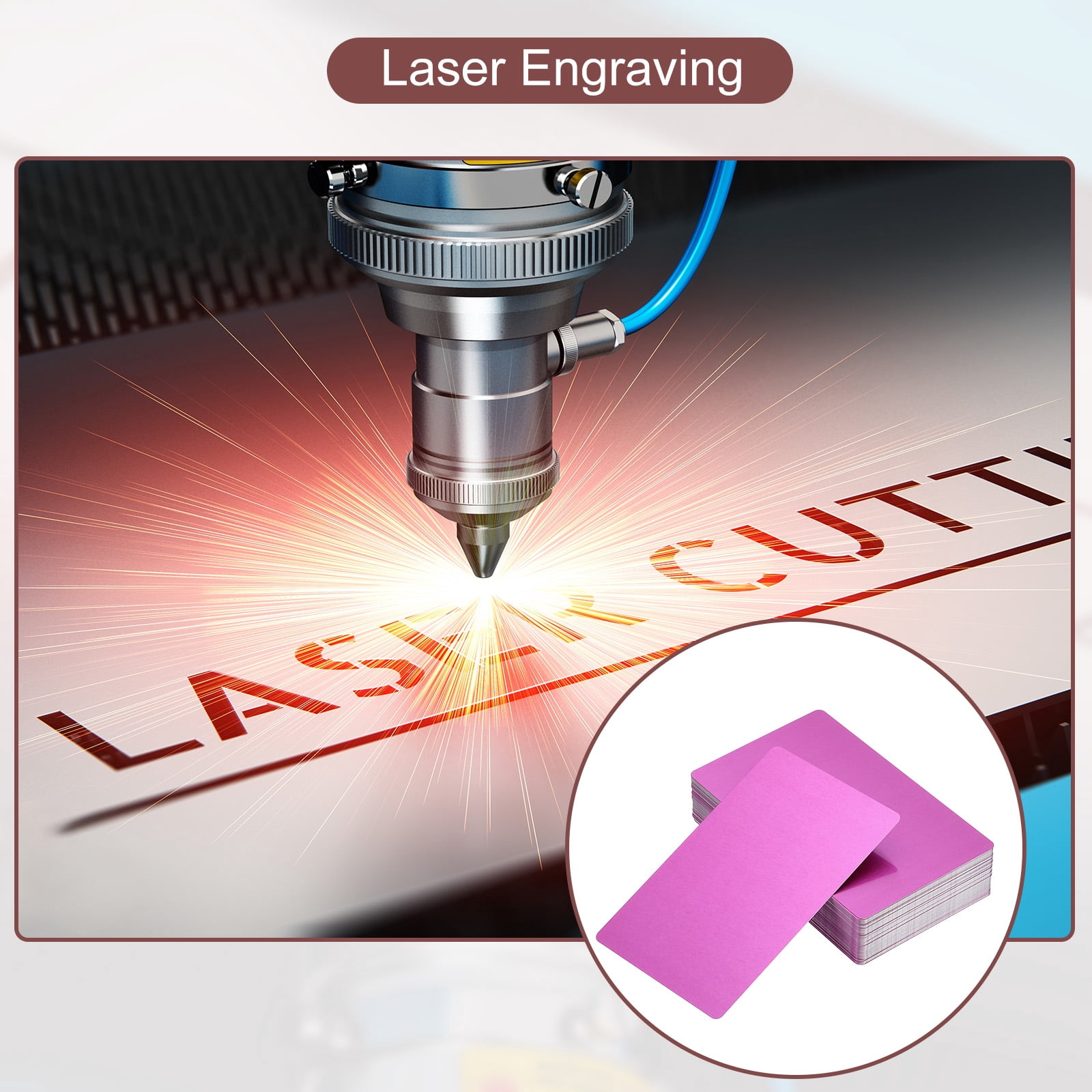 Unique Bargains Metal DIY Business Cards Blank Aluminum Laser Engrave Printable Name Card Purple