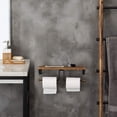thumbnail image 3 of MyGift Wall-Mounted Burnt Wood and Black Metal Dual-Roll Toilet Paper Holder, 3 of 6