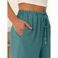 thumbnail image 6 of Cutuoiiu Women's High Waisted Solid Color Wide Leg Pants, Drawstring Elastic Waist with Pockets, Lightweight Loose Fit Long Trousers for Everyday Wear Gift, 6 of 8