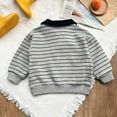 thumbnail image 5 of Godderr Toddler Baby Boys Long Sleeved T-Shirt Undershirt,Kids Leisure Sweatshirt T-Shirt Toddler Shirt Neck Lapel Striped Sweatsuit, 5 of 6