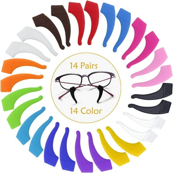 14 Pairs Anti-slip Eyeglass Ear Grips Hook, Kids and Adults Sport Eyeglass Strap Holder, Eyewear Retainer, Silicone Anti Slip Holder for Glasses for Eyeglass Temple Tip ( Multicolored )