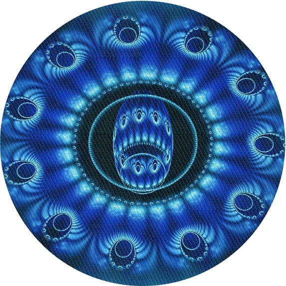Ahgly Company Indoor Round Patterned Blue Dress Blue Area Rugs, 8' Round