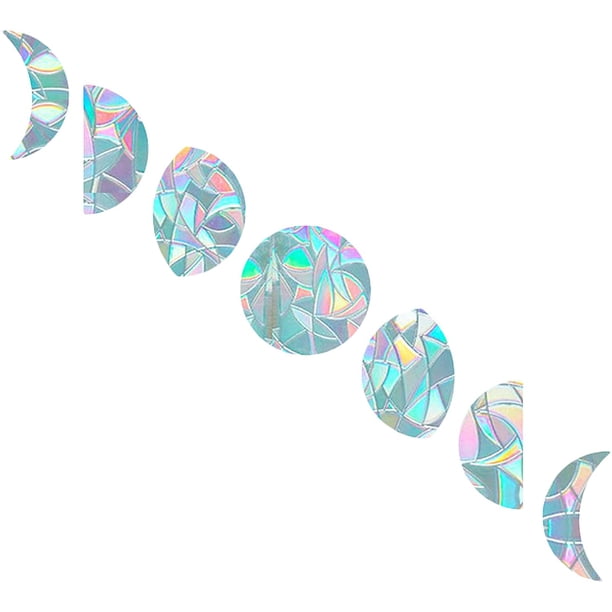 Adhesivos para ventanas con fases lunares, anticolisión, estáticos, arcoíris, adhesivos de alerta, decoraciones 3D para atrapasoles, vinilo prismático no adhesivo.