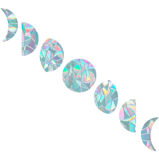 Adhesivos para ventanas con fases lunares, anticolisión, estáticos, arcoíris, adhesivos de alerta, decoraciones 3D para atrapasoles, vinilo prismático no adhesivo.