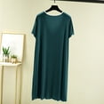 thumbnail image 4 of Sakmal Green Moomoo Sleep Dress for Women Cotton Long Plus Size Cute Night dress Solid Short Sleeve Nightgowns for Women, 4 of 6