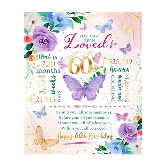 AUQ 2026 New Birthday Gifts for Women 60 Year Old Women Mom Sister Bday Gifts Happy 60Th Women Birthday Decorations Throw Blanket 30"X40"